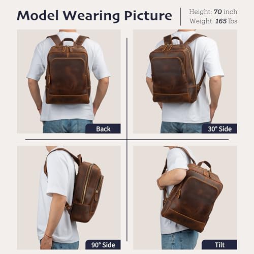 Leather Backpack for Men 15.6" Laptop Backpack 100% Madagascar top