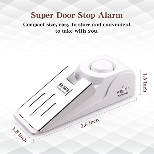 Door Stop Alarm with 120DB Siren Door Stop for Home & Travel (4 Count)