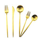 5-Piece 18/10 Stainless Steel Matte Gold Flatware Set - Dishwasher Safe, Perfect for Home, Office, or Travel