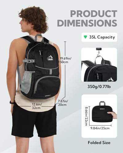 Large Lightweight Packable Hiking Backpack Foldable Travel Daypack