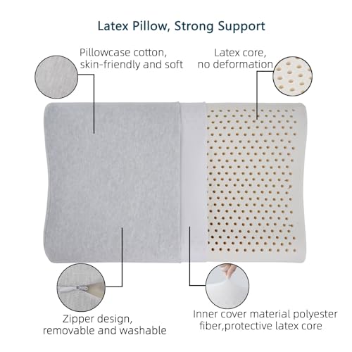 High Profile Natural Latex Contour Neck Pillows for Adults