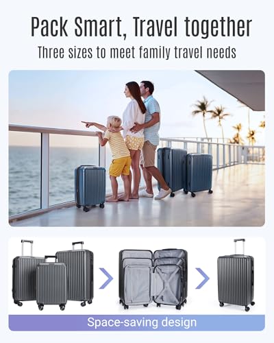 3 Piece Luggage Sets With Spinner Wheels Hardshell TSA Lock (3 Count)