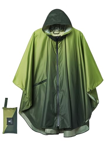 Adults Rain Poncho Waterproof Raincoat Women Gradient Hood with Pocket