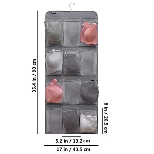 Dual Sided Hanging Shoe Organizer for Closet with Rotating Hanger Hanging Shoe Rack Holder with 24 Large Pockets