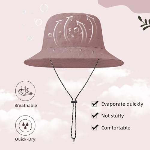 Waterproof Bucket Hats for Woman UPF 50+ Sun Hat Pink