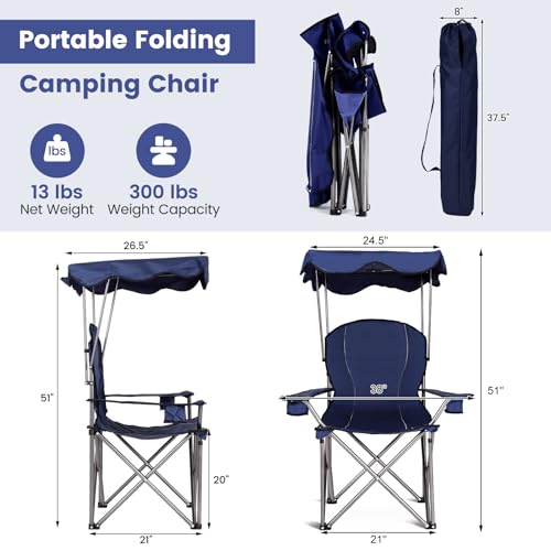Camping Chair with Canopy Shade