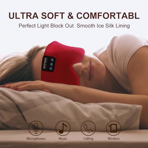 Sleep Mask Bluetooth 5.4 Headphones Soft Wireless Headband Eye Mask Blackout with Microphone