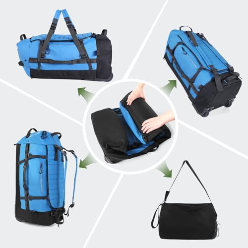 86L Collapsible Wheeled Duffle Bag Waterproof