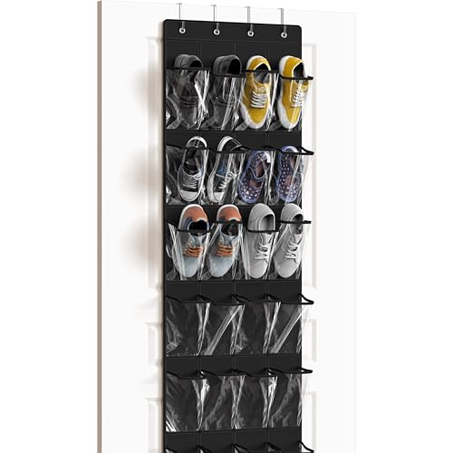 24 Pockets Clear Over the Door Shoe Organizer