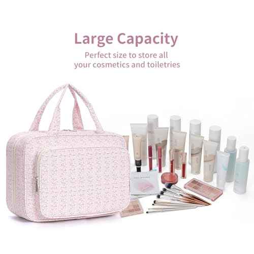 Travel Toiletry Bag for Women Large Hanging Makeup Bag Organizer Toiletries Bag for Full Size Essentials Accessories Cosmetics