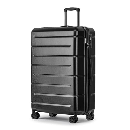 28 Inch Luggage with Wheels Hardshell Large Suitcase Lightweight Big Checked Luggage with TSA Lock Travel Rolling Suitcase for Women Men Black