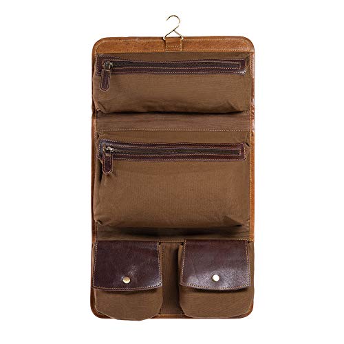 Premium Buffalo Leather Hanging Toiletry Bag Travel Dopp Kit