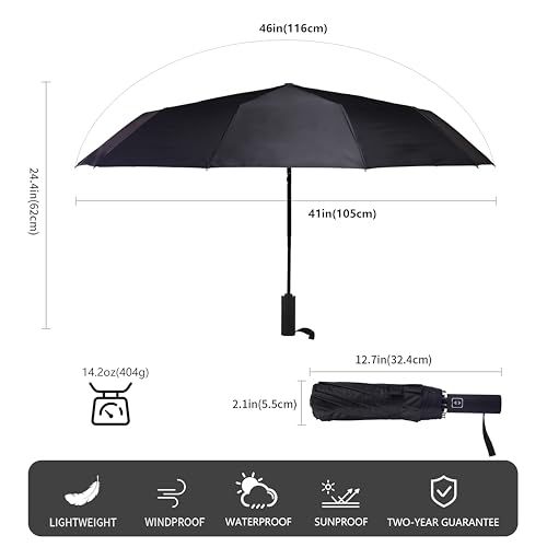 1 Pack 46 Inch Compact Umbrella for Rain