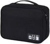 Cable Organizer bag for women or men,Electronic Accessories Carry Case Portable Waterproof Double Layers All-in-One Storage Bag for Cord, Charger, Phone, Earphone (Black)