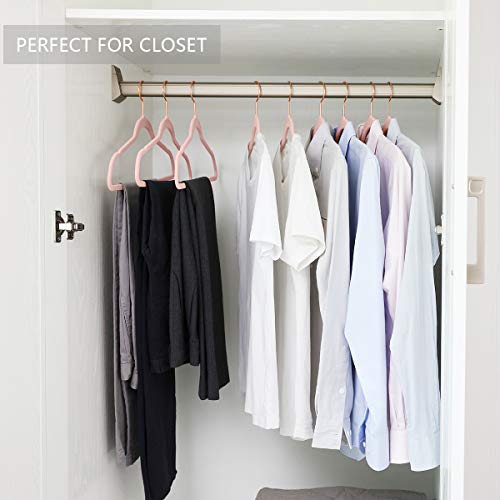 Velvet Hangers 60 Pack Non Slip Heavy Duty Blush Pink Rose Gold Hooks (60 Count)