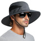 Sun Hats for Men Women Wide Brim Bucket Hat Darkgrey