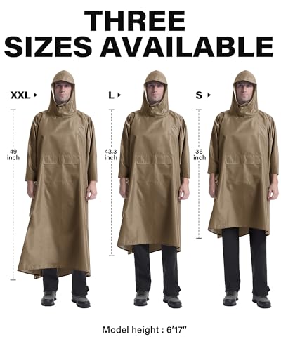 Hooded Rain Poncho Packable Waterproof Unisex Raincoat with Pocket