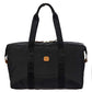 Bric’s X-Bag/X-Travel 2.0 Overnight Weekender Duffel, Water-Resistant Folding Carry-On with Leather Trim, Removable Shoulder Strap and Pass-Through Sleeve - Mini Bag Included – 18 Inch, Black