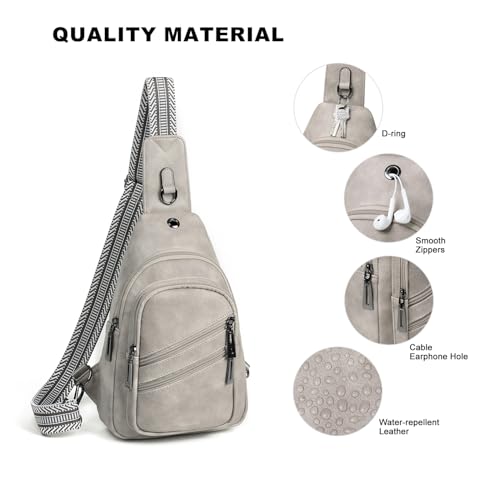 7L Crossboydy Sling Bag for Women Vegan Leather Crossbody Purse Fanny Pack Chest Bag for Travel