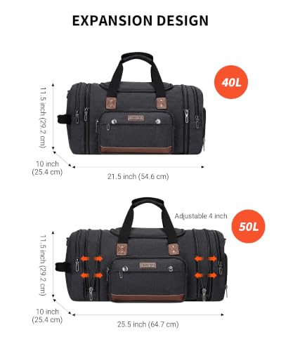 Canvas Duffle Bag for Men Expandable Convertible Travel Gym Duffel