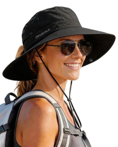 Sun Hats for Women Wide Brim Bucket Hat Ponytail Hole Outdoor UPF