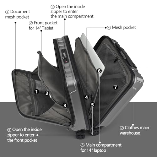 16" Carry on Luggage with 2 Laptop Compartments Airline Approved