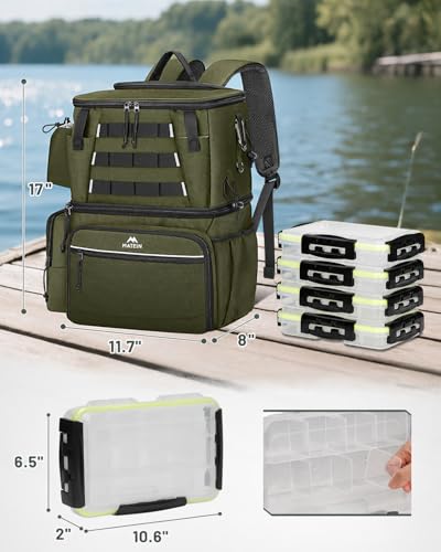 Fishing Tackle Backpack with 4 3600 Tackle Box