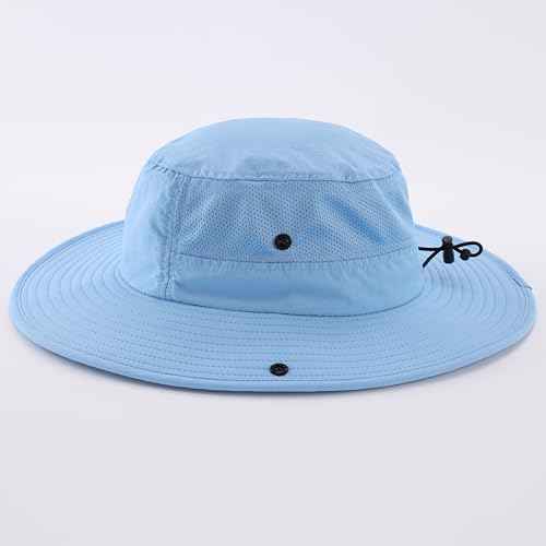 UPF50+ Mens Sun Hat Wide Brim Womens UV Protection Beach Bucket Hat for Fishing Hiking Snap Up Cowboy Hat