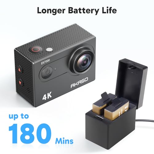 EK7000 4K30fps Action Camera with EIS Ultra HD 20MP 131ft Waterproof Underwater Camera with 4X Zoom Remote Control with Accessories Kit