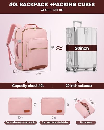 40L Travel Backpack Flight Approved Carry on Backpack