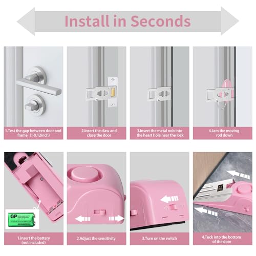 Portable Door Lock & Door Stop Alarm Set