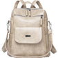 PU Leather Small Backpack Purse for Women Ladies Beige