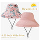 Womens Sun Hats Wide Brim Reversible Bucket Cotton Hat Packable Summer Travel Cap with Hat Clip