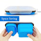 2 Compartments Collapsible Airtight Bento Box with Ideal Portion 600ml & 450ml and 2 in 1 Spoon & Fork