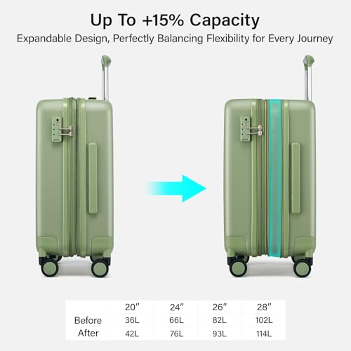 3 Piece Luggage Set Expandable Hardside Suitcases with Spinner Wheels (3 Count)