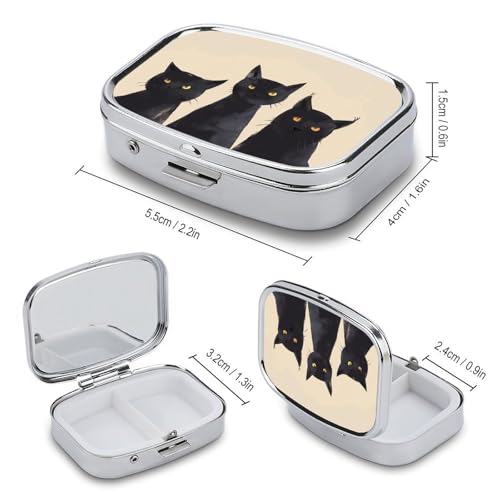 Metal 2 Compartment Pill Organizer Travel Friendly Portable Compact Pill Box Cute Pill Case to Hold Vitamins
