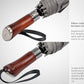 Folding Umbrella Lux Hardwood Handle Auto Open Close Metallic Gray