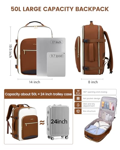 50L Travel Backpack for Women & Men