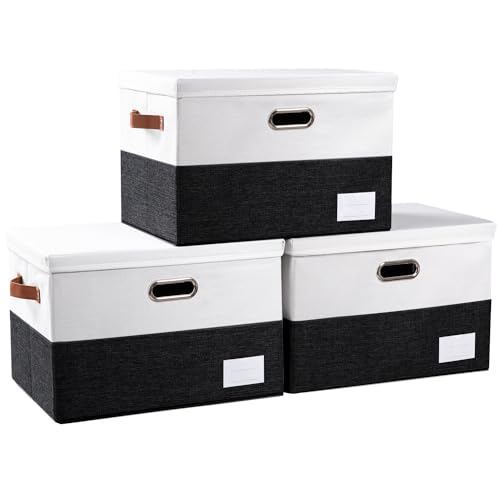 Foldable Storage Bins with Lids [3 (3 Count)