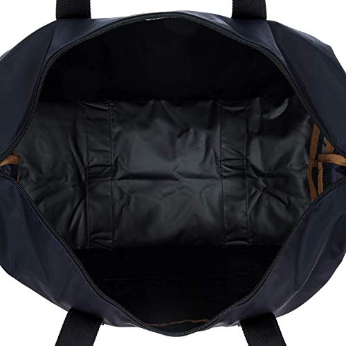 Bric’s X-Bag/X-Travel 2.0 Overnight Weekender Duffel, Water-Resistant Folding Carry-On with Leather Trim, Removable Shoulder Strap and Pass-Through Sleeve - Mini Bag Included – 18 Inch, Navy