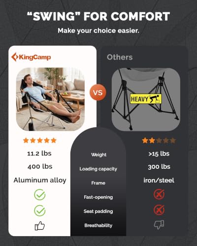 Hammock Camping Chair with Footrest & Breathable Mesh Back 400 lbs