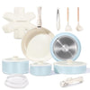 Ceramic Nonstick Pots and Pans Set 19 Piece with Detachable Handle