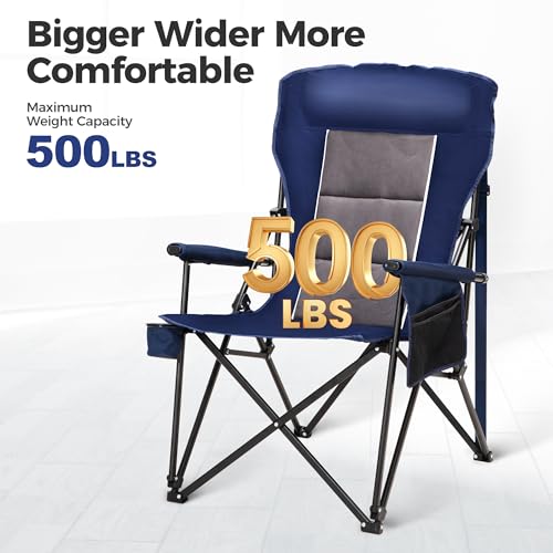 Heavy Duty 550LBS Padded Camping Chairs with Lumbar Support (2 Count)