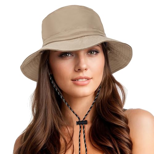 Waterproof Bucket Hats for Woman UPF 50+ Sun Hat Khaki