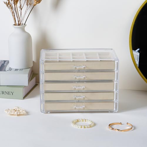 Acrylic Jewelry Organizer Box with 5 Drawers