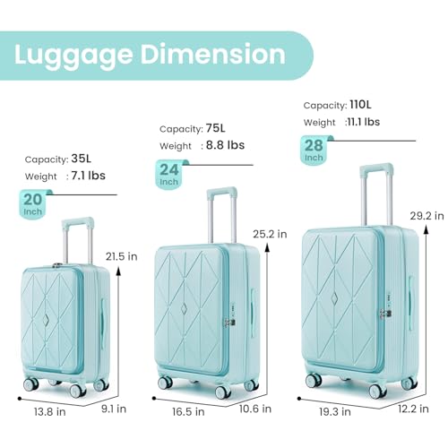 3 Piece Luggage Set 100% PC Hardshell (3 Count)