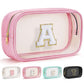 Birthday Gift for Kid Girl Women Initial Travel Makeup Bags Pink A