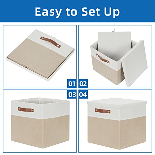 Fabric Storage Bins with Lids 13 Inch Storage Cubes with Lid (2 Count)