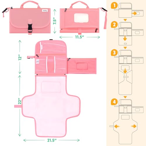 Portable Diaper Changing Pad with Wipes Pocket
