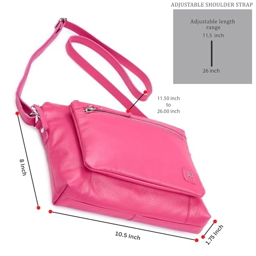Leather Crossbody Bags for Women Small Soft Genuine Pebbled Sling Shoulder Handbag Crossover Purse with Full Adjustable Strap